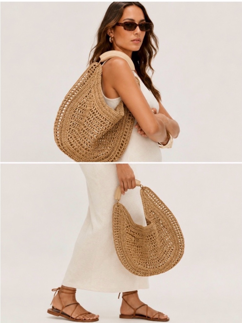 Anthropologie Raffia Hobo Bag Natural Color - Picture 7 of 7